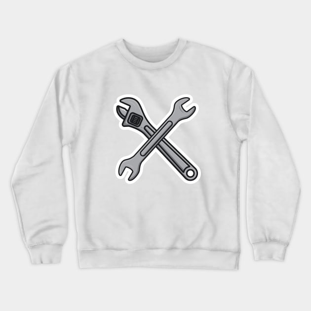 Adjustable Wrench with Wrench tool vector illustration. Mechanic and Plumber working tool equipment objects icon concept. Wrench and Adjustable Wrench tool in cross sign vector design. Crewneck Sweatshirt by AlviStudio